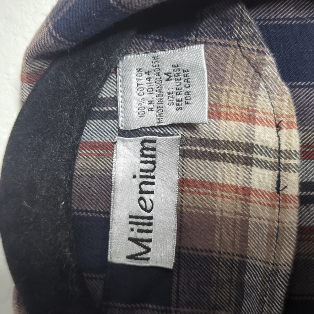 Vintage Millenium Brown Plaid Puff Shoulder Belted Blazer Jacket Medium - Picture 6 of 7